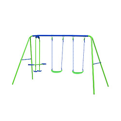 Balançoire d'Extérieur Jardin pour Enfant de Plus de 3 Ans Outdoor Toys 280x140x180 cm Cadre en Métal Double Siège 45 Kg