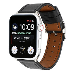 Avis Wewoo Pour Apple Watch séries 5 et 4 40 mm / 3 et 2 et 1 38 mm boucle de style moderne Bracelet en cuir véritable noir