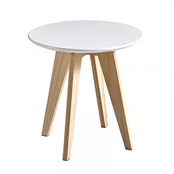 Dansmamaison Table d'appoint en bois Naturel et Blanc - NICE