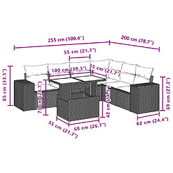 Avis vidaXL Salon de jardin avec coussins 7 pcs gris résine tressée