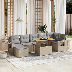 vidaXL Salon de jardin avec coussins 8 pcs beige résine tressée