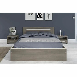 Youdoit Chambre complete adulte - noyer silver - 140 x 190 cm