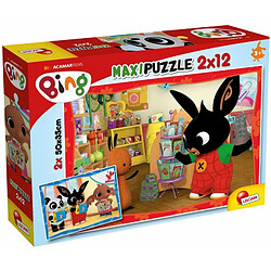 Lisciani- Bing 2 Puzzles X 12 Pieces ? A L?ECOLE-81233, 81233 