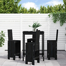 Maison Chic Table de bar et chaises d'extérieur 5 pcs,Ensemble de bar de jardin pour relax noir bois de pin massif -GKD452638