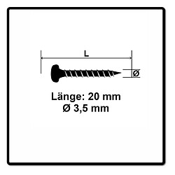 Fischer Vis pour panneaux de particules Power-Fast II FPF II 3,5x20 mm - 200 pièces (670100) Tête cylindrique + Filetage complet Torx, galvanisée, passivée bleue