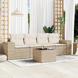 vidaXL Salon de jardin avec coussins 5 pcs beige résine tressée 