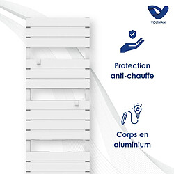 Radiateur sèche-serviette électrique 750W - Inertie sèche - Écran LCD - Barres plates - Blanc - Voltman