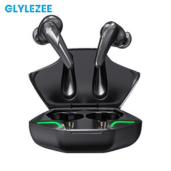 GUPBOO GLYLEZEE Casque de jeu sans fil Bluetooth 5.2 Casque HD avec prise en charge des appels Casque stéréo à commande tactile avec micro 