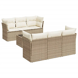 vidaXL Salon de jardin avec coussins 7 pcs beige résine tressée