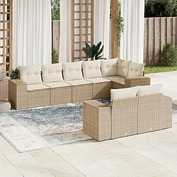 Maison Chic Salon de jardin avec coussins 8 pcs | Ensemble de Table et chaises | Mobilier d'Extérieur beige résine tressée -GKD77525