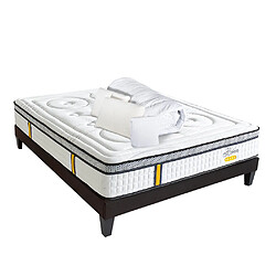 Bellecour Pack Reina 2.0 Pack Prêt à dormir REINA 2.0 140x200 cm | Matelas Ressorts ensachés + Sommier + Accessoires