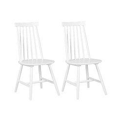 Beliani Bois d'hévéa Chaise de salle à manger Set de 2 Blanc BURBANK