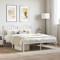 Maison Chic Lit adulte 140x200cm- Cadre de lit métal avec tête de lit pour chambre blanc -MN17097