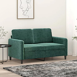 vidaXL Canapé à 2 places Vert foncé 120 cm Velours 