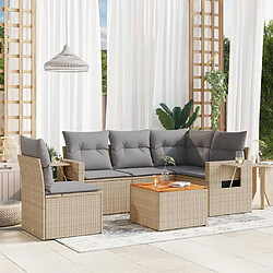 Maison Chic Salon de jardin avec coussins 6pcs | Ensemble de Table et chaises | Mobilier d'Extérieur mélange beige résine tressée -GKD33908