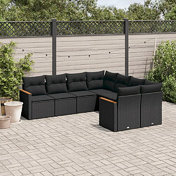 Maison Chic Ensemble Tables et chaises d'extérieur 8 pcs avec coussins,Salon de jardin noir résine tressée -GKD308377