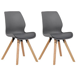 Decoshop26 Lot de 2 chaises de salle à manger en plastique gris style scandinave pieds bois CDS101142 