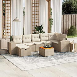 vidaXL Salon de jardin avec coussins 8 pcs beige résine tressée 