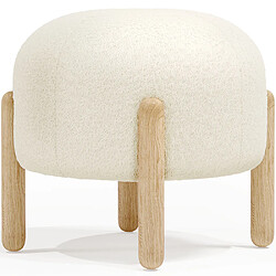 ICONIK INTERIOR Tabouret Bas Rembourré en Bouclé - Curve Blanc 