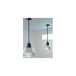 TIBELEC Suspension métal noir E27 60W & fil tissu noir