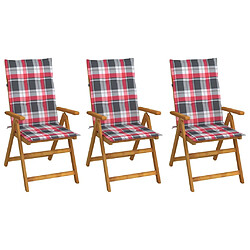 Maison Chic Lot de 3 Chaises pliables d'extérieur avec coussins | chaises de jardin | Fauteuil Relax Bois d'acacia -GKD25056