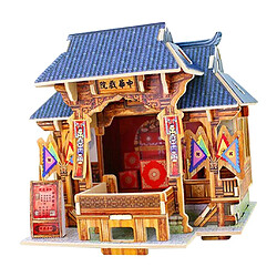 Acheter 1/24 bricolage miniature kits 3d maison de poupée w / meubles décor de cadeau de théâtre chinois