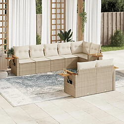 Maison Chic Salon de jardin avec coussins 8 pcs | Ensemble de Table et chaises | Mobilier d'Extérieur beige résine tressée -GKD66318