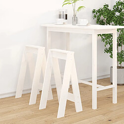 vidaXL Tabourets lot de 2 blanc 40x40x75 cm bois massif de pin 