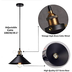 Acheter Stoex Lampes À Suspension Rétro Plafonnier Industriel Lustre Vintage 220Mm E27 (Noir) Abat-Jour en Métal Pour Loft Restaurant Café Bar