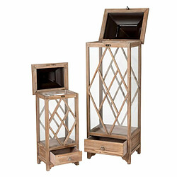 Paris Prix Lot de 2 Lanternes en Bois Fenêtre 34cm Beige