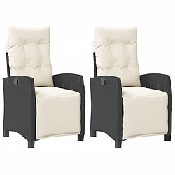 Maison Chic Lot de 2 Chaises inclinables de jardin repose-pied noir rotin -GKD79665