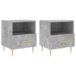 vidaXL Tables de chevet 2pcs gris béton 40x35x47,5cm bois d’ingénierie