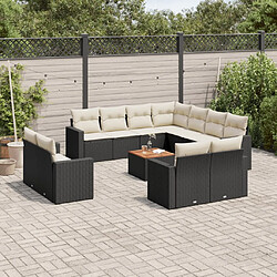 Maison Chic Salon de jardin avec coussins 13 pcs, Ensemble Tables et chaises de jardin, noir résine tressée -GKD424520