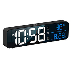 Réveil LED Intelligent Snooze Thermomètre Affichage Décor De Bureau 2000mAh Noir