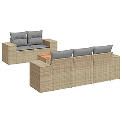 vidaXL Salon de jardin avec coussins 6 pcs beige résine tressée