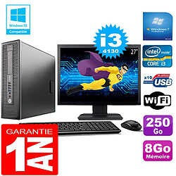 PC HP EliteDesk 800 G1 SFF Core I3-4130 8Go Disque 250 Go Wifi W7 Ecran 27" - Occasion