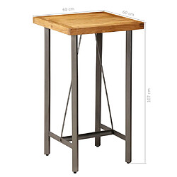 vidaXL Table de bar Teck recyclé massif 60x60x107 cm pas cher