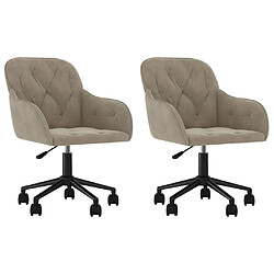 vidaXL Chaises pivotantes à manger lot de 2 Gris clair Velours