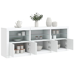 Maison Chic Commode Buffet - Meuble de rangement avec lumières LED blanc 181,5x37x67 cm -GKD19514