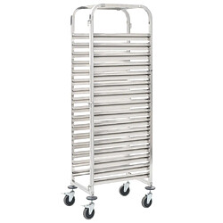 vidaXL Chariot de cuisine pour 16 plateaux 38x55x163 cm Inox