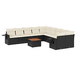 Maison Chic Salon de jardin 11 pcs avec coussins, Ensemble Tables et chaises d'extérieur noir résine tressée -GKD825158