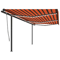 Maison Chic Auvent manuel rétractable,Store manuel de porte avec LED 6x3 m Orange et marron -GKD13256