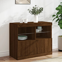 Maison Chic Commode Buffet - Meuble de rangement avec lumières LED chêne marron 81x37x67 cm -GKD16615