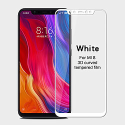 Protecteur écran en verre trempé en taille réelle de garde courbe 3D blanc pour votre Xiaomi Mi 8