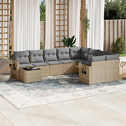 Maison Chic Salon de jardin avec coussins 10 pcs | Ensemble de Table et chaises | Mobilier d'Extérieur beige résine tressée -GKD60755