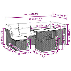 vidaXL Salon de jardin avec coussins 7 pcs gris clair résine tressée pas cher