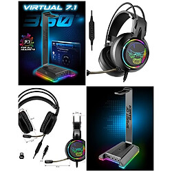 Spirit of Gamer CASQUE GAMER PC Surround 7.1 Virtuel RGB + Support Casque Surround 7.1 Gaming RGB Porte Casque Gamer Multifonctions 9 Effets Lumineu