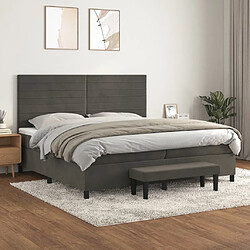 vidaXL Sommier à lattes de lit et matelas Gris foncé 200x200cm Velours 