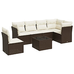 vidaXL Salon de jardin avec coussins 6 pcs marron résine tressée