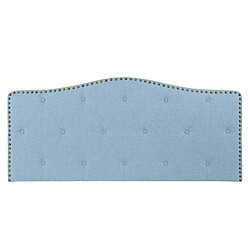 Pegane Tête de lit capitonnée coloris bleu en polyester / bois d'hévéa - Longueur 146 x profondeur 6 x hauteur 68 cm 